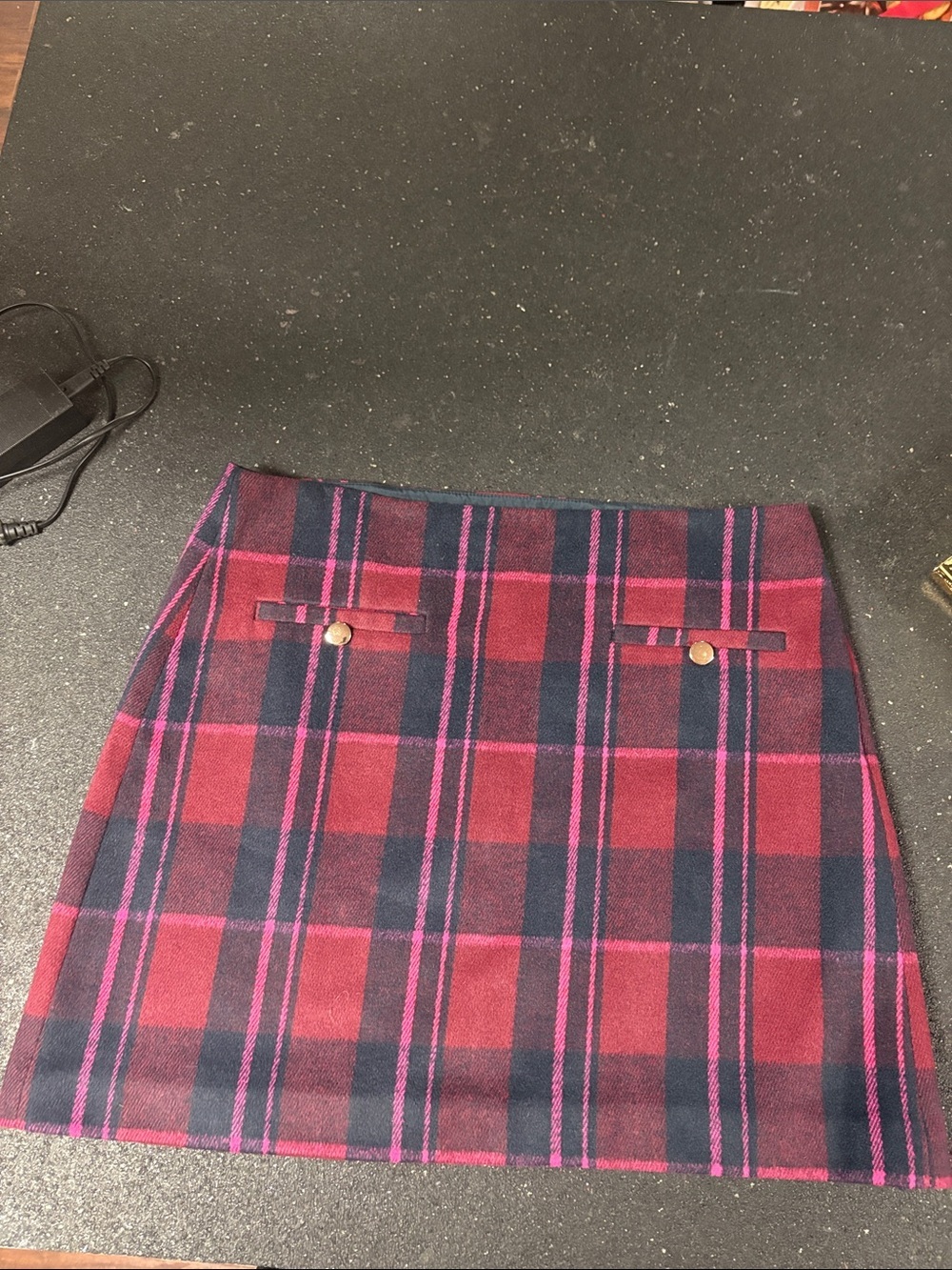 Loft Plaid Red , Pink and Navy Mini Skirt